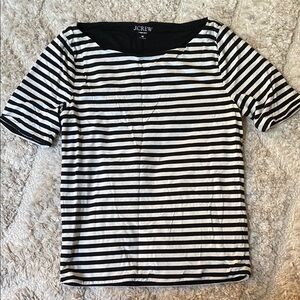 J. Crew Black and White Fitted Ribbed T-Shirt